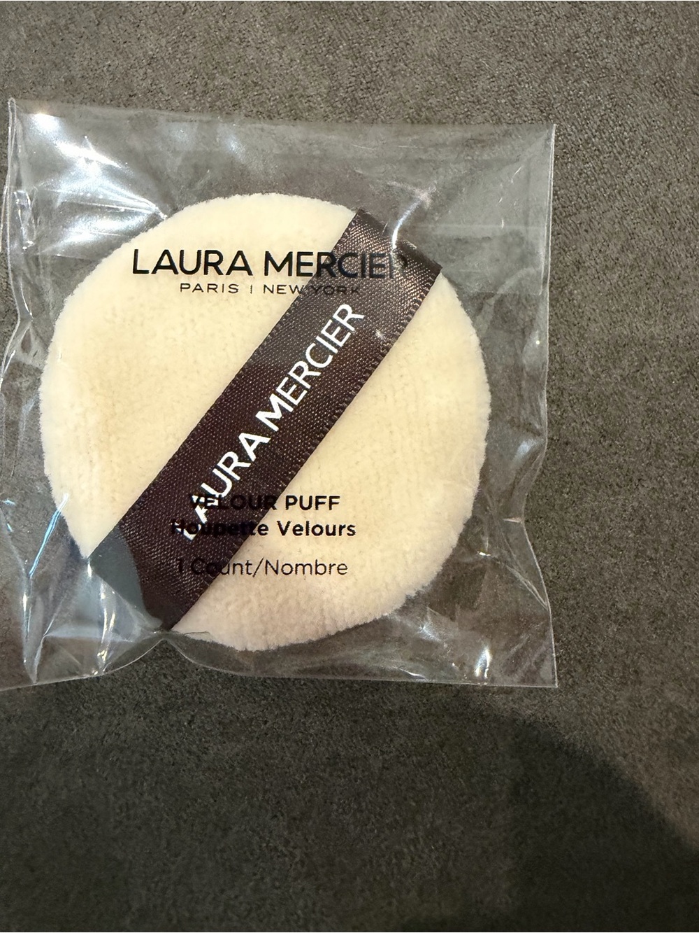 laura mercier Velour Makeup Puff with Branded Brown Ribbon